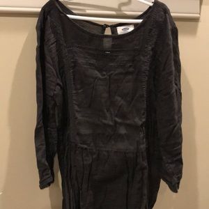 Girls dark grey elbow length sleeve shirt